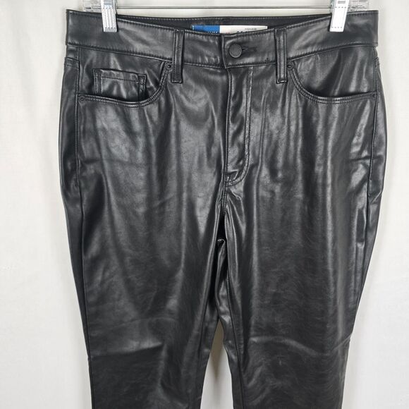 Old Navy Pants Women's 10 Black Faux Leather High Rise O.G. Straight Pockets - Picture 2 of 16